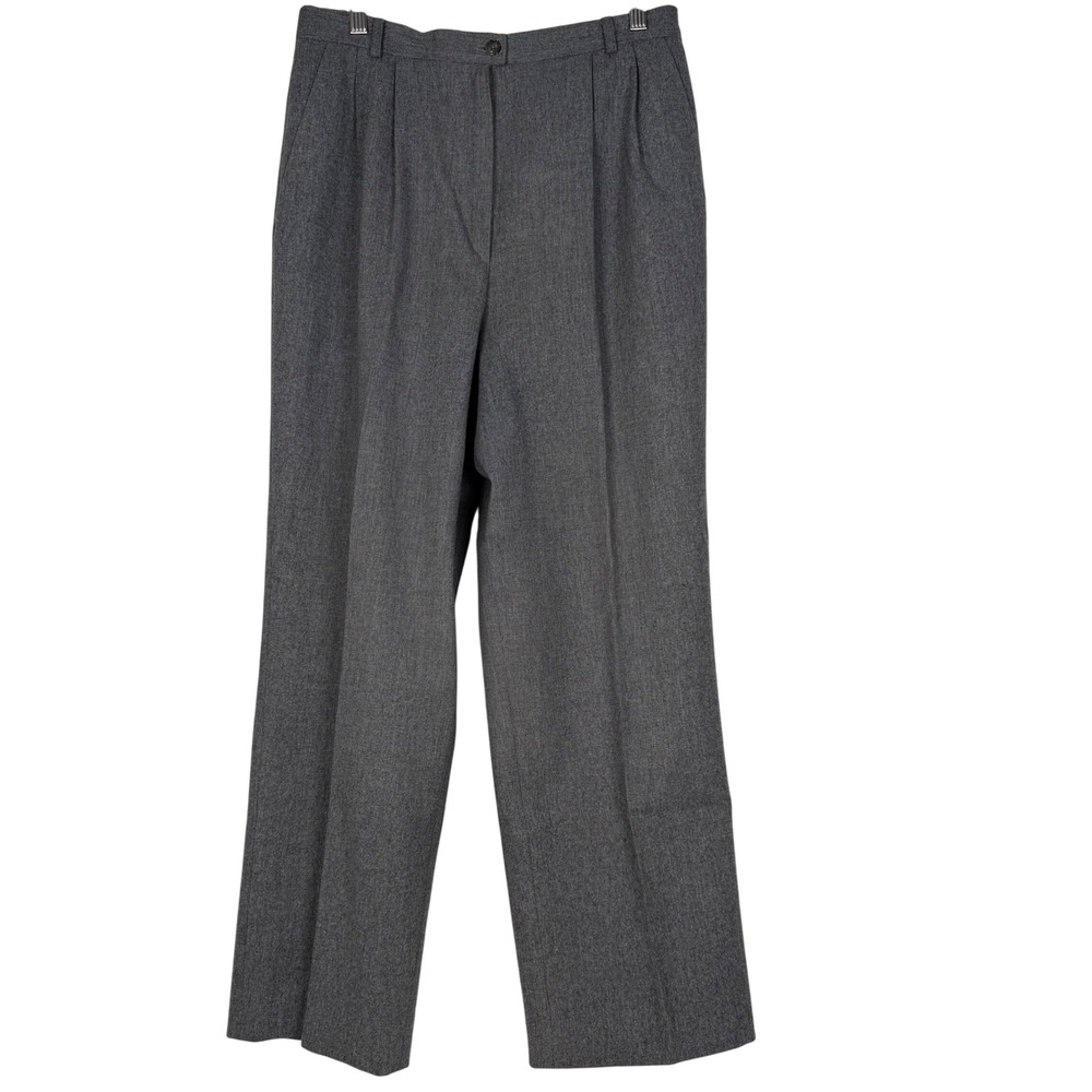 Pendleton Wool Trousers Womens 14 Grey Vintage Pleated Wide Leg 100% Wool